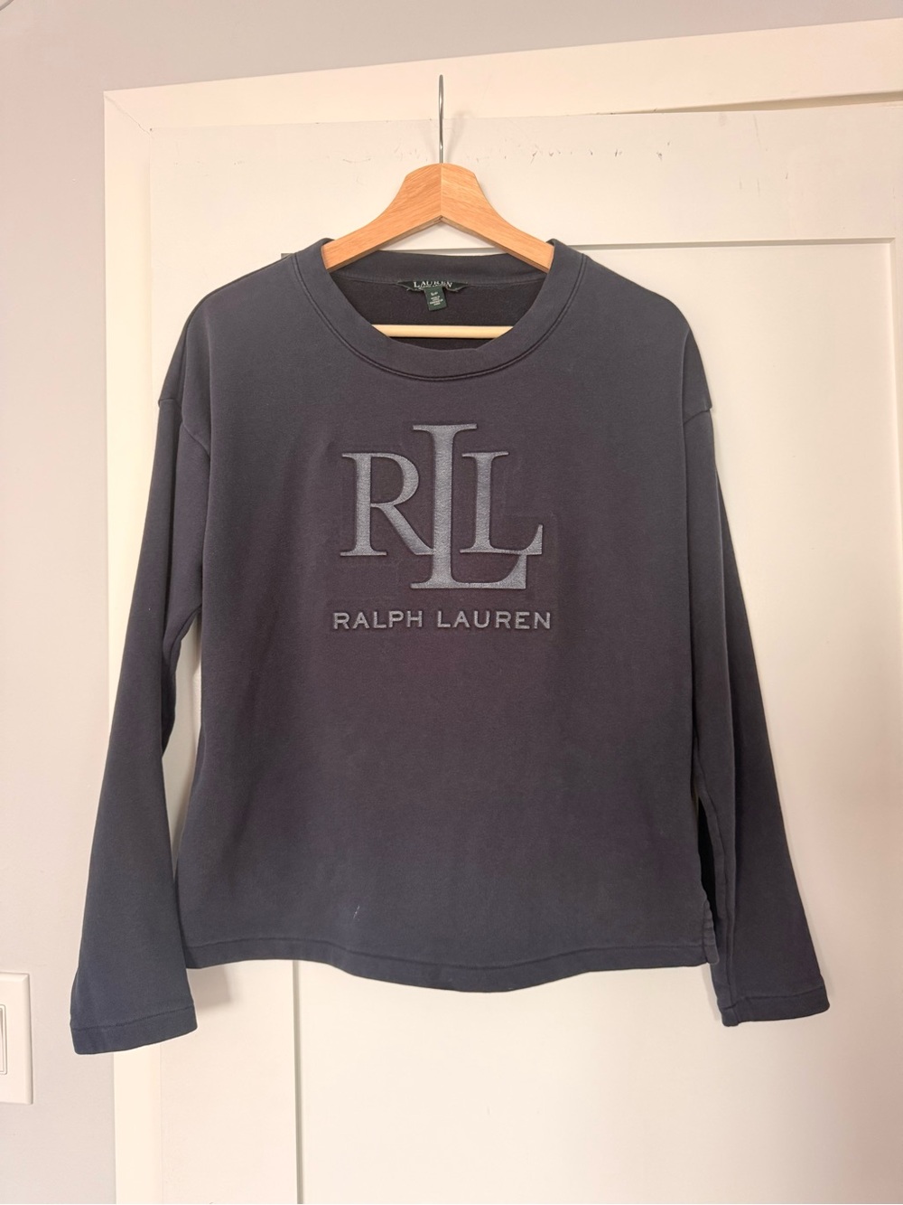 Lauren Ralph Lauren RL Logo Embossed Sweatshirt Navy Size S